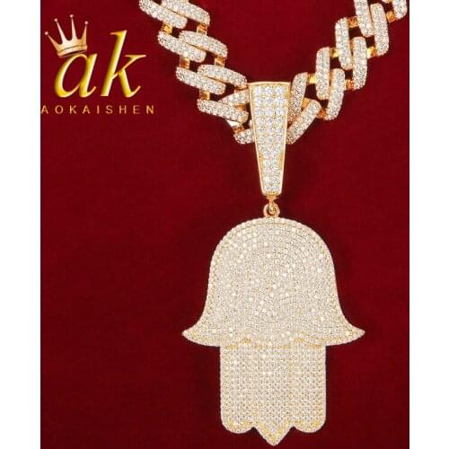 Big Halma Pendant Iced Out Gold Color Hip Hop Jewelry