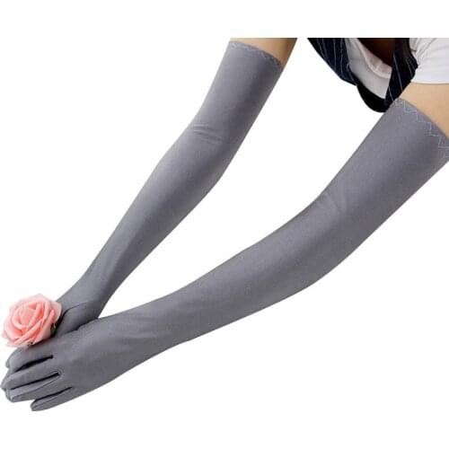 Black Womens Evening Party Long Spandex Finger Gloves Grey Wedding Gloves For Bride Fingerless White Bridal Glove ST305
