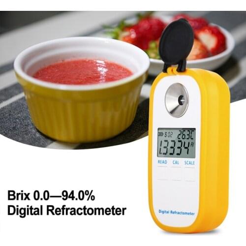 Digital Fruit Refractometer Measuring Sugar Content Meter Range 0~90‰ Brix Refractometer Fruit Water Concentration Tool