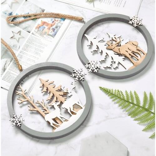 Santa Claus Deer New Year Natural Wood Christmas Tree Ornaments Pendant Hanging Gifts Xmas Decor for Home Party Decorations 2020