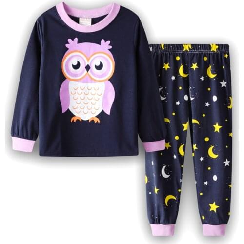 2T-7T Baby Pajamas Children Full Sleeve Cotton Boys Pyjamas Girl Pajamas Animal owl Printed Girls Pyjamas Homewear Underwear New