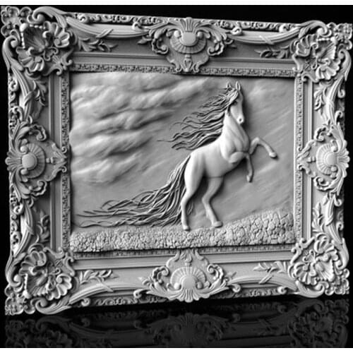 Awesome horse in frame 3d STL format model file CNC router engraving carving design