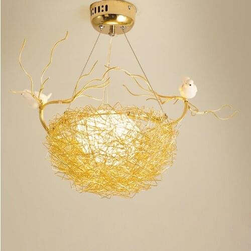 Personality Bar Dining Room Light Modern Minimalist led Pendant Light Fixtures Creative Birds Nest Aluminum Hanging Hall Lights