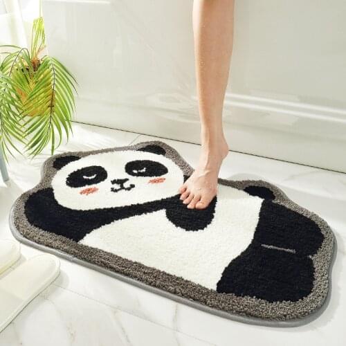 Door Mats Bathroom Door Entrance Mat Cartoon Panda Bath Rug Non-Slip Mat Toilet Door Mat Entrance Door Absorbent Mat Anti-slip