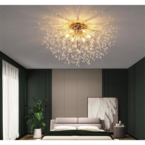 Creative Led Bedroom Light Led Lights Decoration Dandelion Crystal Nordic Ceiling Light For Living Room Kitchen Bed Room