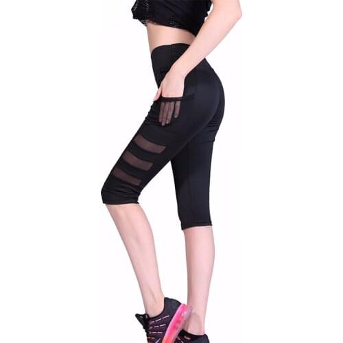 Yoga Leggings Pocket Leggins Sports Women Fitness Yoga Pants Gym High Waist Legging Black Slim Mesh Pants Mallas Deporte Mujer