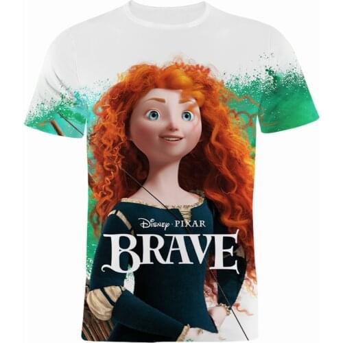 Brave Cartoon Anime T Shirt For Children Disney 3D Printed Summer Women T-shirts Short Sleeve Oversized Men Clothes