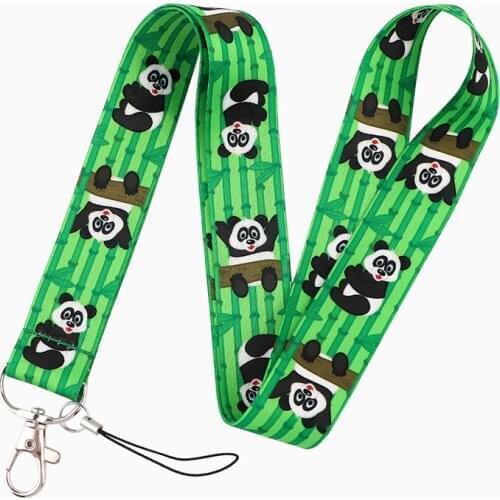 Cute Panda Neck Strap Lanyards ID badge card holder keychain Mobile Phone Strap Gift Ribbon webbing necklace