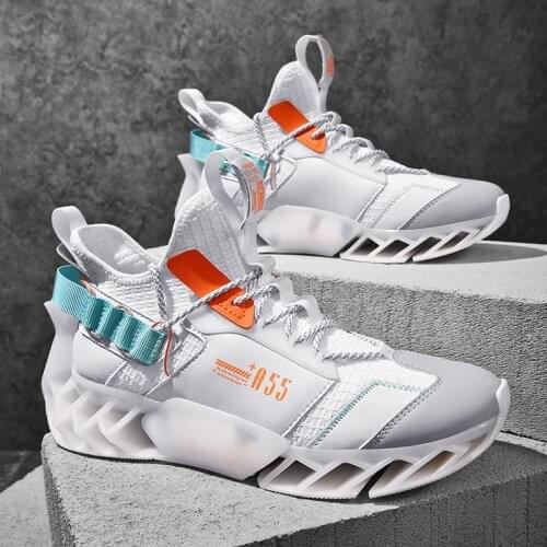 Trendy Men Blade Running Shoes Breathable Mesh Sneakers Antiskid Damping Outsole Sports Shoes Training Jogging Shoes Zapatillas