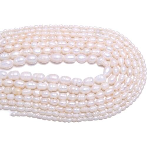 Natural Freshwater Pearl High Quality 34cm Rice Shape Punch Loose Beads for DIY Elegant Necklace Bracelet Jewelry Making