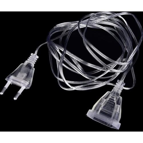 Wholesale 3M Extender Wire EU Plug/us Plug for LED String Christmas Lights Transparent Garden Home Garland Party Decotation DC