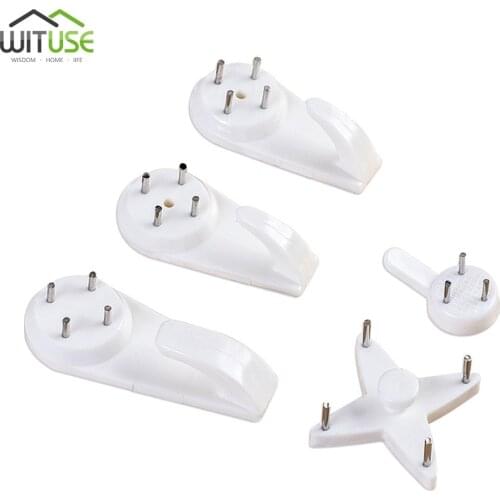 20PCS White Painting Photo Plastic Invisibl Nail Plastic Hanging Hanger Home Decor Wall Hooks Mount Picture Frame Seamless Nail