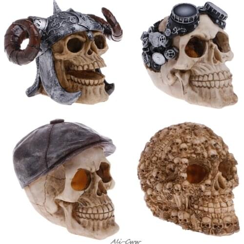 Resin Simulation Head Bone Skull Shape Terrarium Reptile Hide Cave Aquarium Fish Tank Landscape Decor Ornament