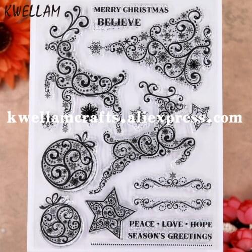 Merry Christmas Snowflake Deer Peace Love Hope Scrapbook photo cards rubber stamp clear stamp transparent stamp KW9112822