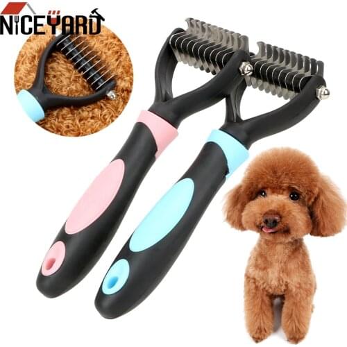 NICEYARD Pet Fur Knot Cutter Dog Grooming Shedding Tools Double sided Dog Cat Hair Removal Comb Pet Brush Grooming Tool
