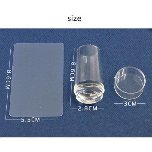 1 Set 2019 Stamping Tools New Design Pure Clear Jelly Silicone Nail Art Stamper Scraper with Cap Transparent Nail Stamp