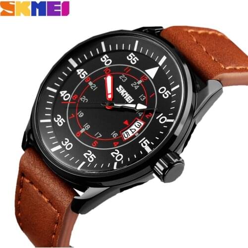 Skmei Luxury Brand Leather Sports Watches Analog Display Date Men Quartz Watch Business Watch Men Watch relogio masculino