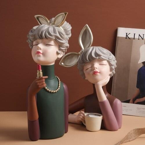 Modern Girls Sculpture Art Home Decoration Child Room Accessories Wedding Gifts for Bridal decoracao para casa T414