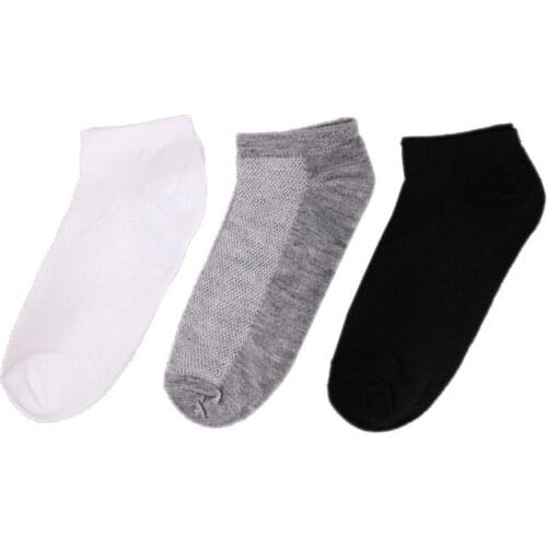 Unisex Sports Socks Solid Color Breathable Mesh Shallow Socks Short Running Ridding Supplies Socks Slippers Black White Gray