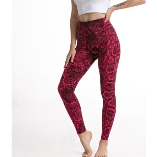 Womens yoga pants slim slim sexy snake print feet pants womens high elastic hip leggings womens home pants travel pants