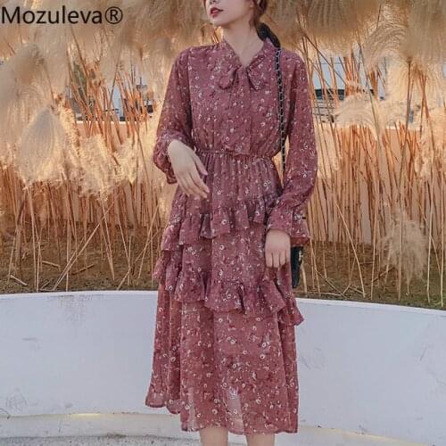 Mozuleva 2021 Falbala of Broken Beautiful Long Chiffon Dress To Stock Up Full A-Line Casual Long Dresses for Women Party