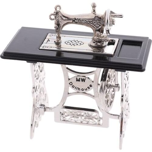 1/12 Scale Vintage Miniature Sewing Machine For Doll House Decorationv Families Decoration Fit Dollhouse Accessories