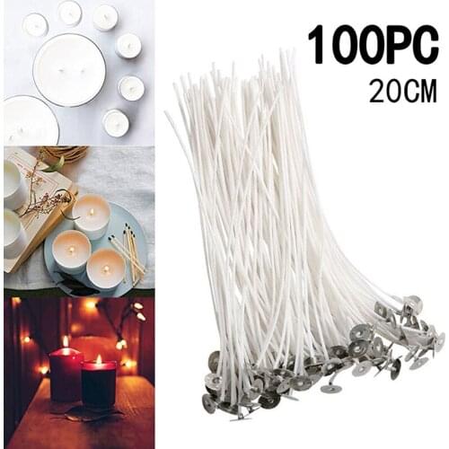 100Pcs/set Candle Wicks Smokeless Wax Pure Cotton Core DIY Candle Making Pre Waxed Wicks For Party Supplies