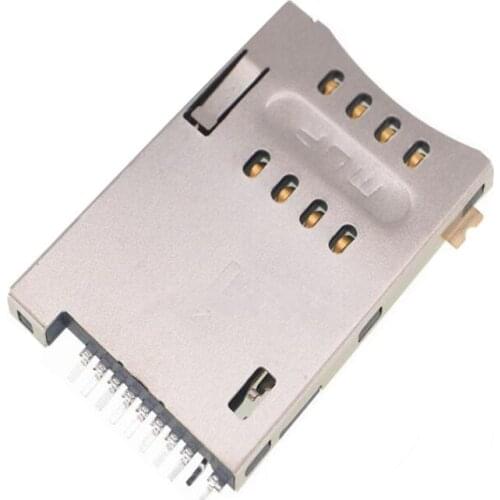 100PCS MUP-C720 8+2 SIM card holder No column Self-elastic type With switch 10P large card slot