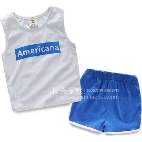 2015 summer new fashion kids clothing sets little boys letters print vest short pants cool and refreshing casual sets TZ-2319