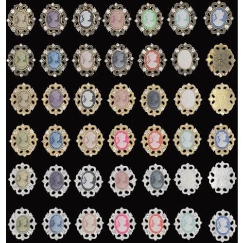 2020New 100Pcs Resin Girl Head Oval Rhinestone Alloy button for DIY DIY hair accessoriess or phone case decoration ZJ442