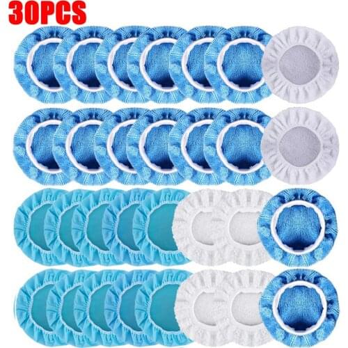 30pcs Car Polisher Pad Bonnet Soft Microfiber Polishing Bonnet Buffing Pad Cover for Car Polisher 5-6"
