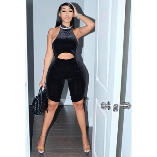 BKLD Women Clothing 2021 New Autumn Fashion Playsuits Sexy Backless Letters Diamonds Printed Drawstring Rompers Womens Jumpsuit