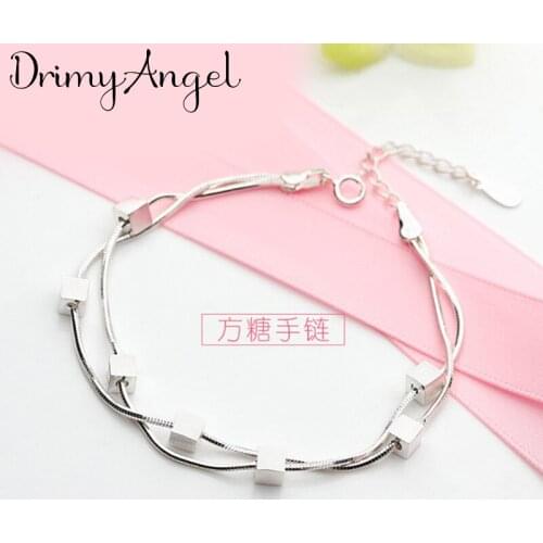Brand Fashion Cube Box Bracelets & Bangles for Women Lady Chains Bracelets Girls Christmas Gift Jewelry Wholesale