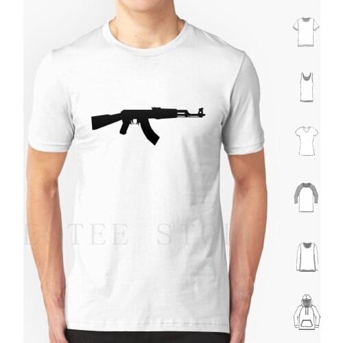 Ak-47 Black Logo T Shirt Men Cotton 6Xl Ak47 Guns Shooting Simple Black White