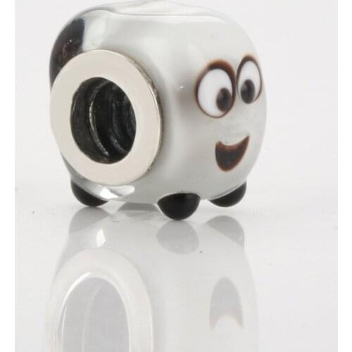 DoDoFly S925 Sterling Silver Glass Beads Square Cute Cute Baby Murano Glass Beads Fit Original Charms Bracelet Necklace Pendant