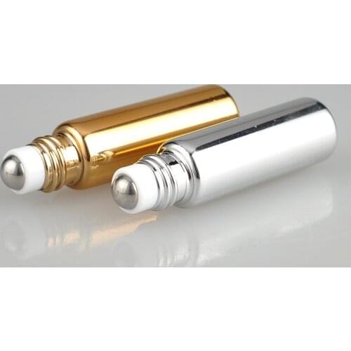 5ML Amber Eye Cream Fullfill Glass Roll On Thin Glass Roller Vials Brown Essential Oil Bottle Sample Test Bottle with Metal Ball