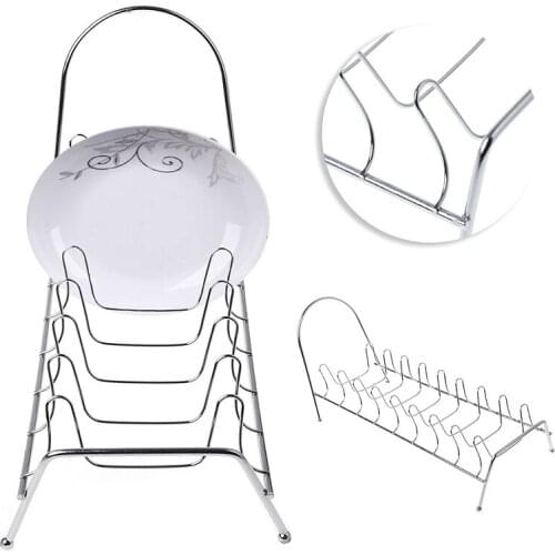 Plate Organizer 7 Slots Chrome Plated Dish Racks Countertop Drying Stand