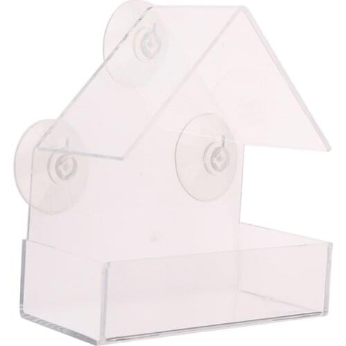 Bird Feeder Acrylic Transparent Window Viewing Bird Feeders Tray Birdhouse Pet Water Feeder Suction Cup Mount House Type Feeder