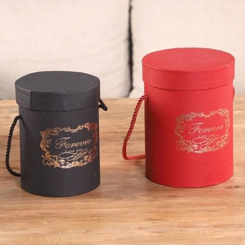 Hat Boxes Round Floral Boxes Flower Packaging Paper Bag Gift Storage Box Snacks Candy Packaging Box With Lid Lanyard1