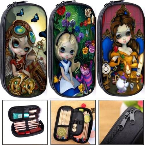 Cartoon Punk Gothic Girls Coin Purse Pencil Holder Kids Gift Bag Children Case Boys Girls School Supplies Cases makeup bags