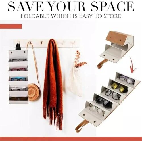 Leather Multiple Glasses Storage Case Foldable Multiple PU Leather Sunglasses Eyewear Travel Organizer Case