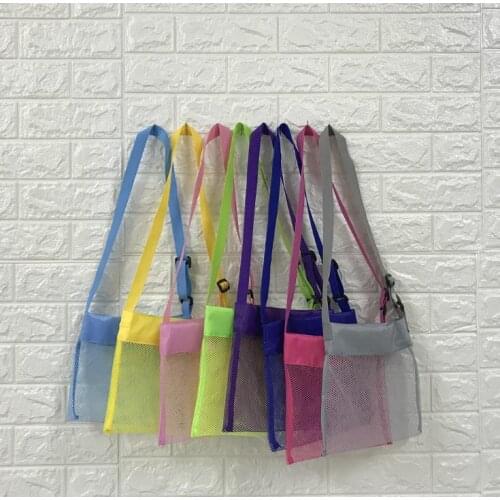 Colorful sand mesh beach pouch storage bag summer holiday Party kids seashell bag mesh bag Children gifts SN968