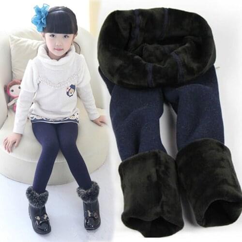 2021 Spring Autumn Winter Warm Girls Leggings Kids Pants Baby Thick Velvet Leggings Children Trousers Thermal Cashmere Pants