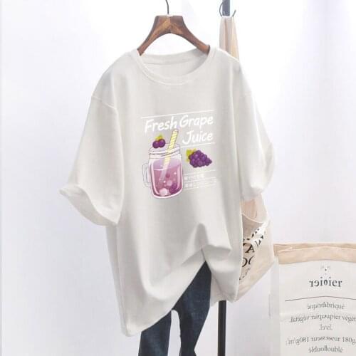 Summer T-Shirts O Neck Short Sleeves Loose Long Tops for Women 2XL Ropa Plus Size Mujer White Letter Cartoon Oversized T Shirt