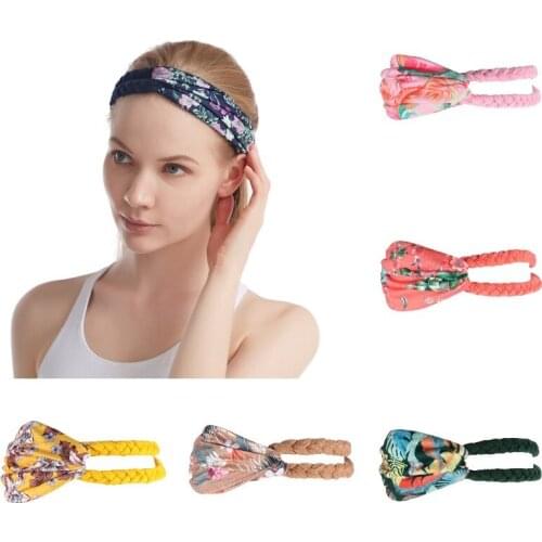 Summer Bohemian Twisted Headwrap Cross Knot Elastic Hair Bands Soft Printing Headband For Girls Women Hair Accessories
