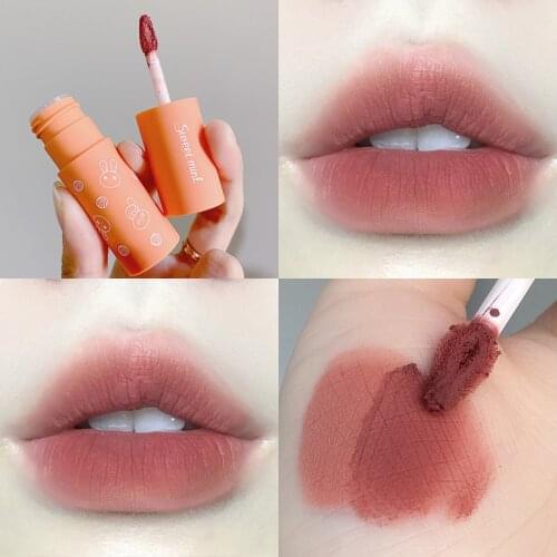 Sweet mint matte lip gloss orange red dark brown long lasting waterproof beauty cosmetic women makeup liquid lipstick AC341