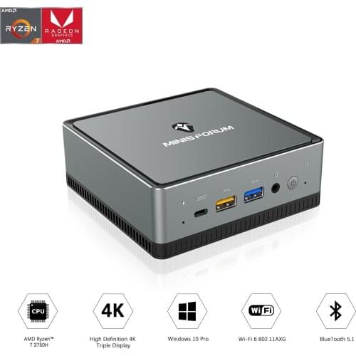 MINISFORUM UM700 AMD Ryzen 7 3750H 4.0 MINI PC Windows 10 Pro 4K Triple Display WIFI6 Office Gamer MINI PC Computer TV BOX