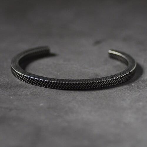 Retro Style Titanium Steel Mens Bangles Couple Cuff Open Bangles Motorcycle Party Punk Viking Bracelet Jewelry Gift for Father