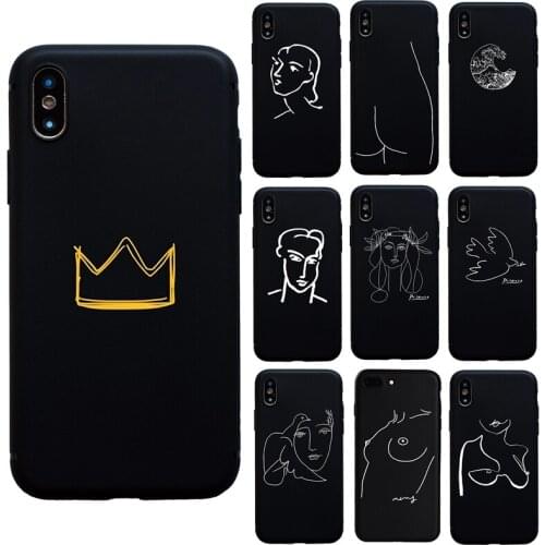 Abstract Art Line Picasso soft case for iphone 7 8 Plus Funda Coque For iphone 6 6s Plus X XS Max XR 5s SE Cover