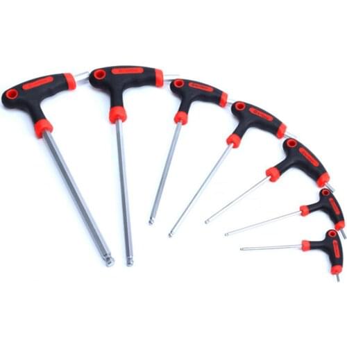 7 Piece Allen Wrench Set T-Handle Bicycle Repairing Screw Tool Outdoor Cycling L-shaped Hexagon Screwdriver Repair Accessories